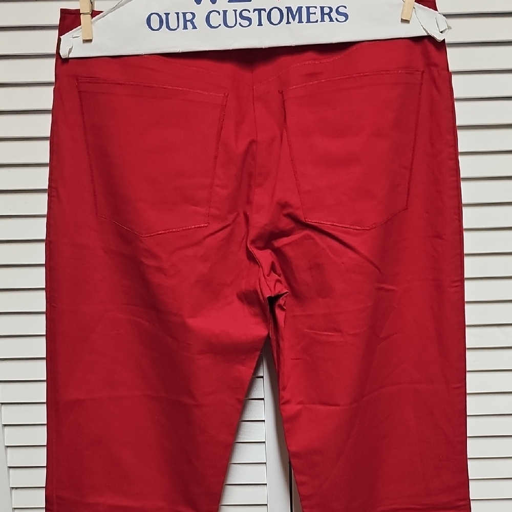 NWT Katayone Adeli Women's Red Straight-Leg Trousers 100% Cotton Sz 10 High End - Picture 10 of 12